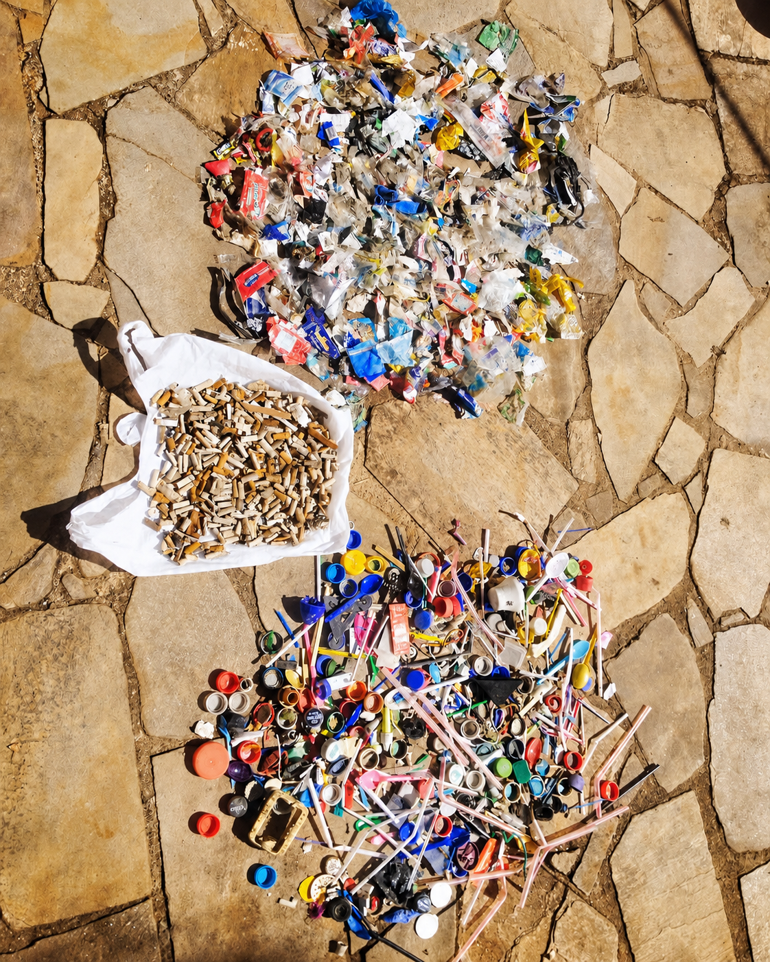 Objetos recolhidos da praia